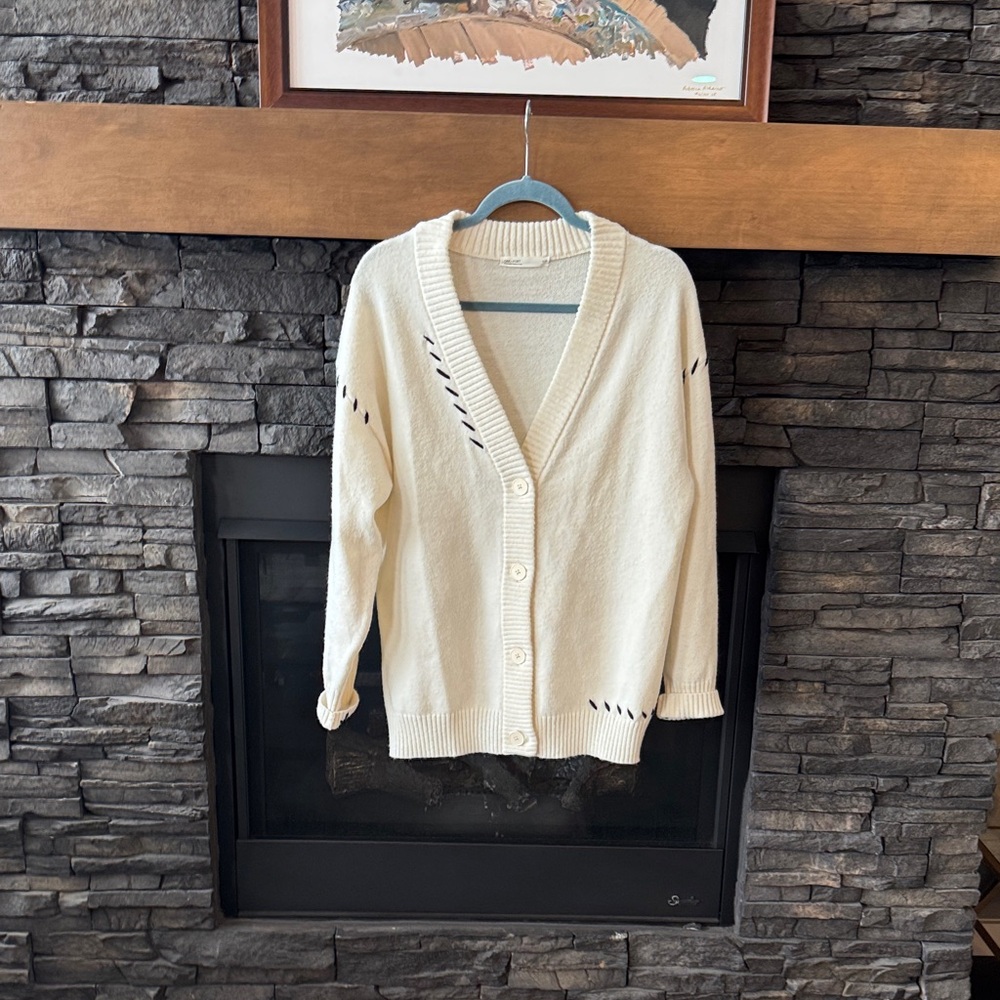 OAK + FORT Cream Button-Up Cardigan